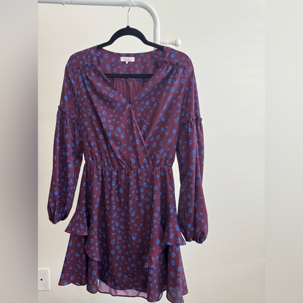 Parker Purple and Blue Long Sleeve Dress